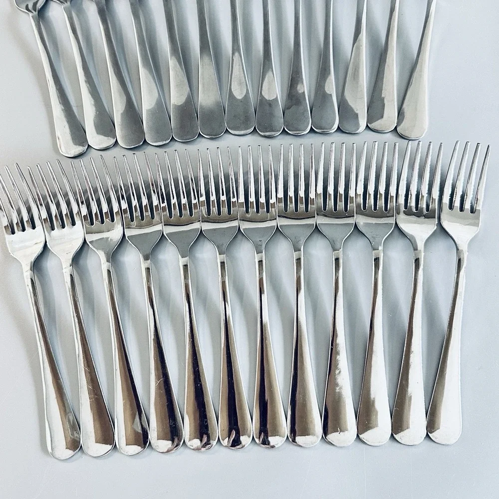 25 Stainless Forks Flatware Fork Lot SIMPLE SOLID Mixed Mismatched Vtg EXCELLENT